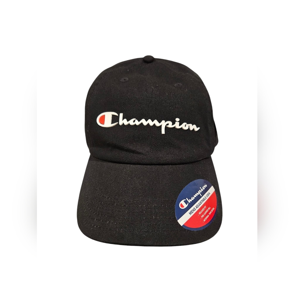 Champion Mens Ameritage Dad adjustable hat NWT black embroidered relaxed logo